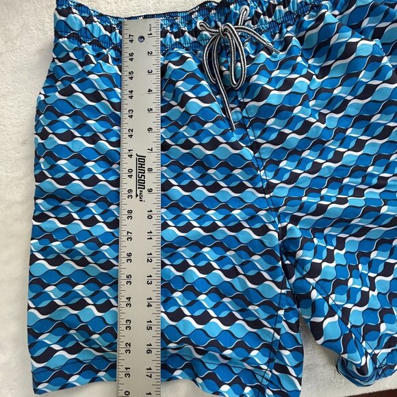 Speedo Mens Blue Wave Pattern Swim Trunks Shorts XL Mesh Lining Drawstring Waist - Picture 10 of 10